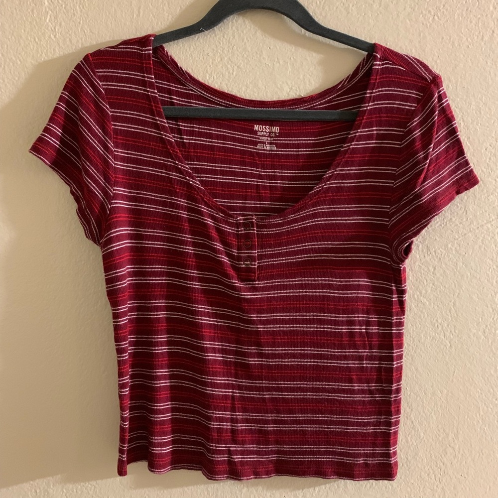 Mossimo Red Stripped Crop Top L